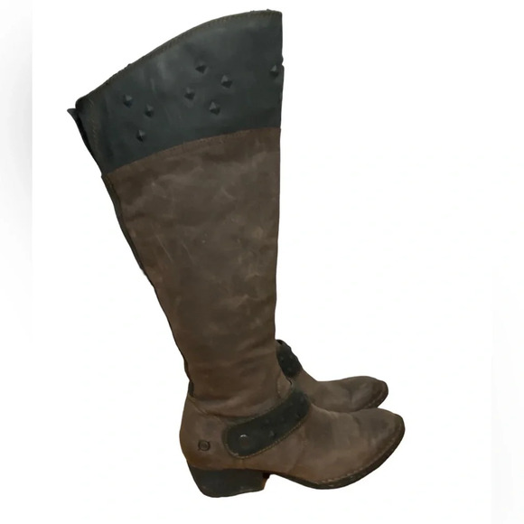 Born Womens Brown Leather Zip Knee High Tall Boots Size 8/39 - Picture 2 of 12